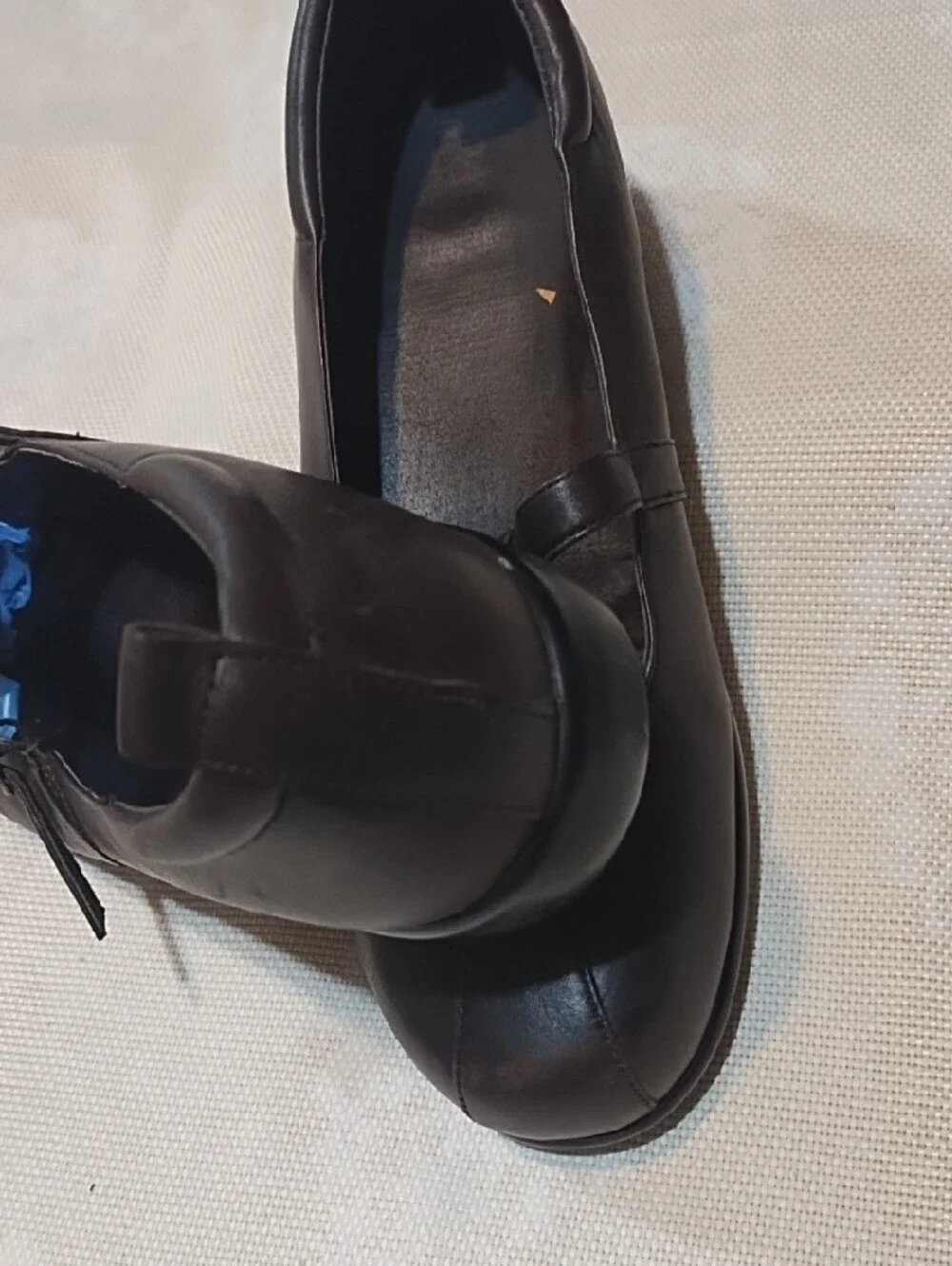 Women's Black T‑Strap Mary Jane Flats Leather 7.5 W Slip Resistant Orthopedic.